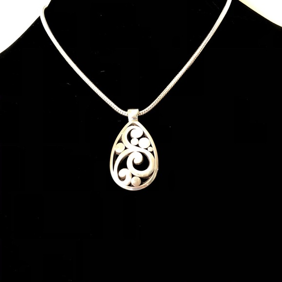 Brighton scroll necklace.  Like new silver plated Contempo Necklace. - Picture 1 of 7